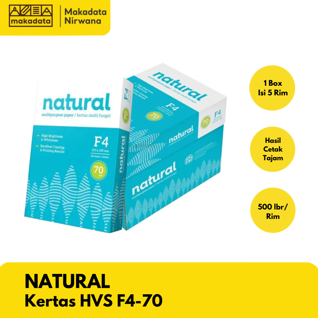 

NATURAL KERTAS HVS/PRINT/FOTO COPY F4-70 (1 BOX)