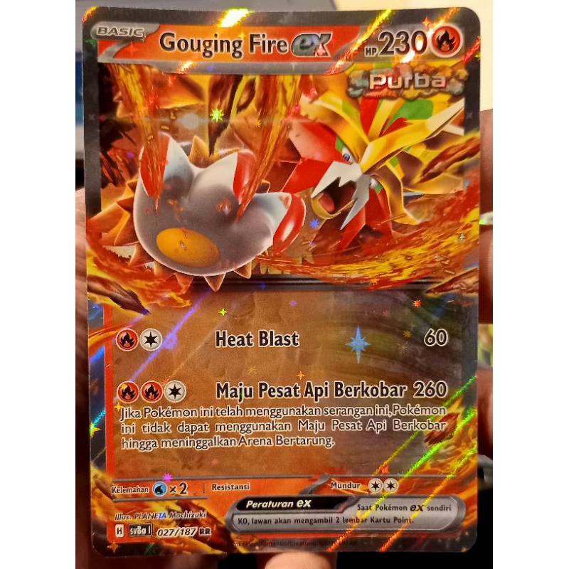 KARTU POKEMON GOUGING FIRE ex RR INDONESIA HOLO