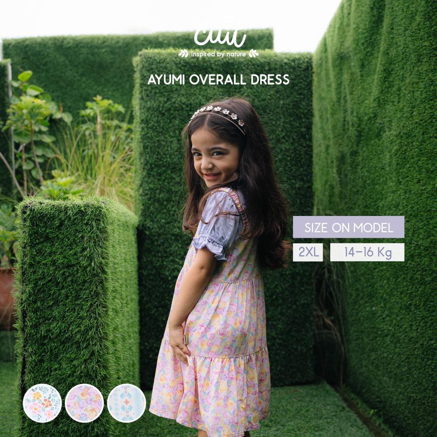 [HAZELCARE] Cuit Overall Dress Anak Ayumi Print - Dress Anak Premium Viscose Motif - Rose Gold, XXL