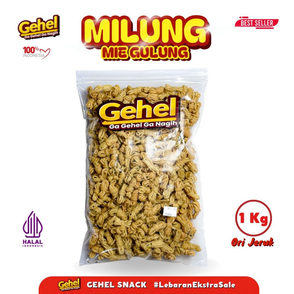 

GEHEL MIE GULUNG (MILUNG) 1KG, Mie uwel Pedas Jeruk - makanan ringan