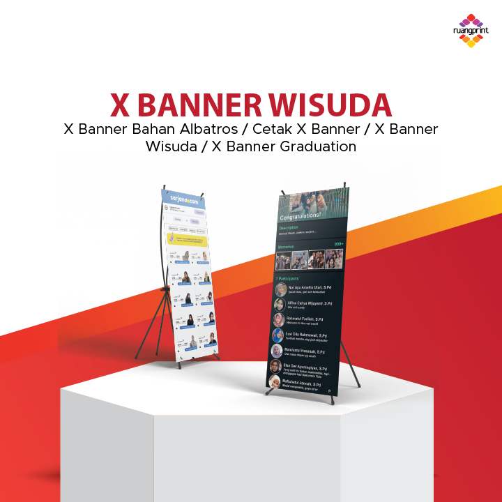 x banner 60 x 160 / x banner bahan albatros / cetak x banner / x banner wisuda / x banner graduation