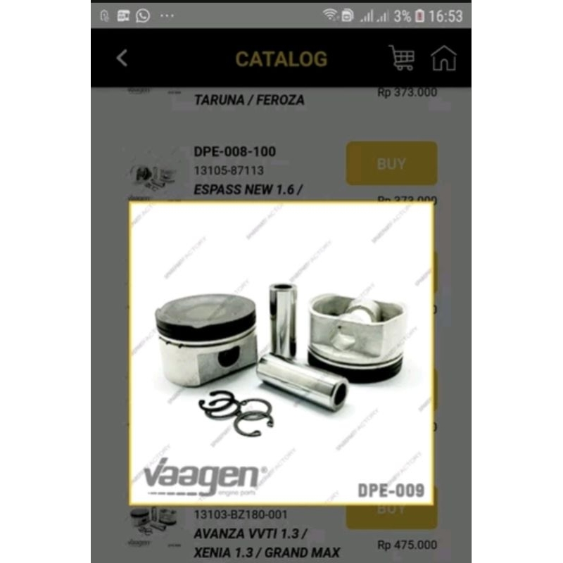 Piston seher TEIKIN XENIA VVTI