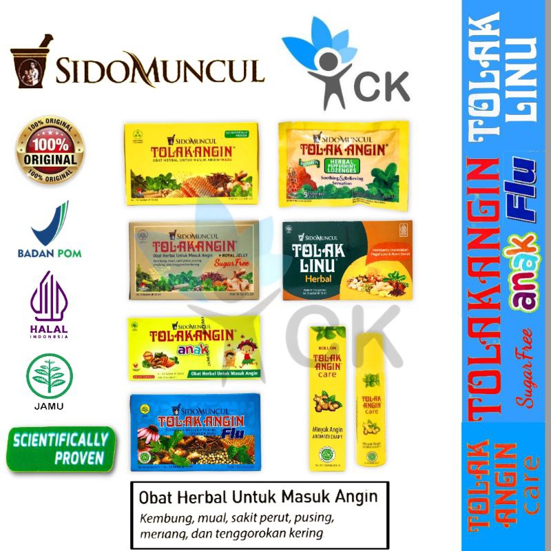 SIDO MUNCUL - Tolak Angin Madu / Sugar Free / Anak / Flu / Herbal / Care Roll On / Tolak Linu sachet