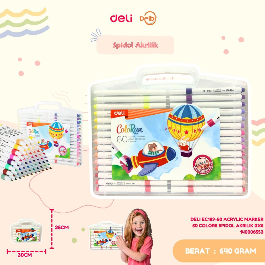 

DELI EC189-60 ACRYLIC MARKER 60 COLORS SPIDOL AKRILIK