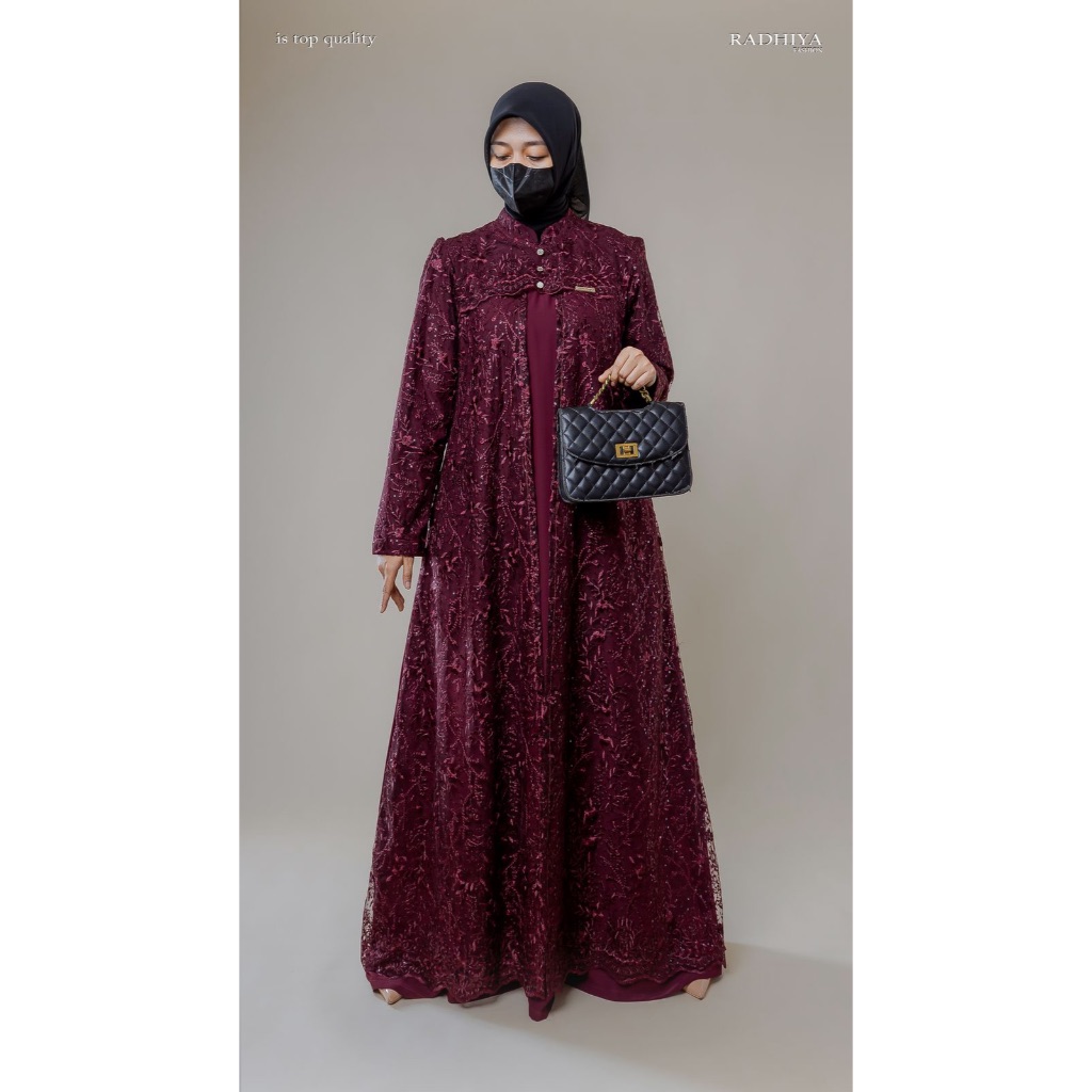 Gamis radhiya mewah / Dress Radhiya Premium / Radhiya Original / Radhiya Marun / Gamis marun