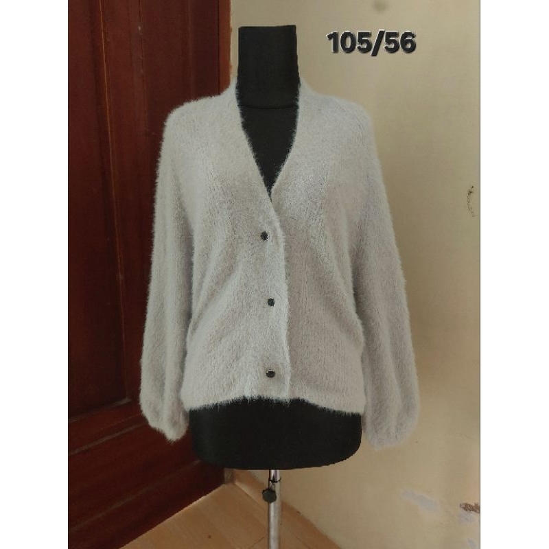 Cardigan Fuzzy Silver Lengan Balon