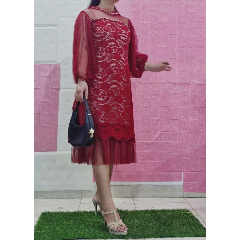 Dress mewah full tile dan Payet gaun pesta
