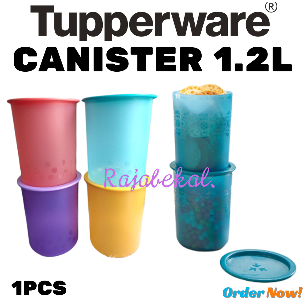 PROMO Tupperware  Small Mosaic Canister 1.2L ECER 1pcs Turquoise// Polkalala Canister // Polkadot Ca