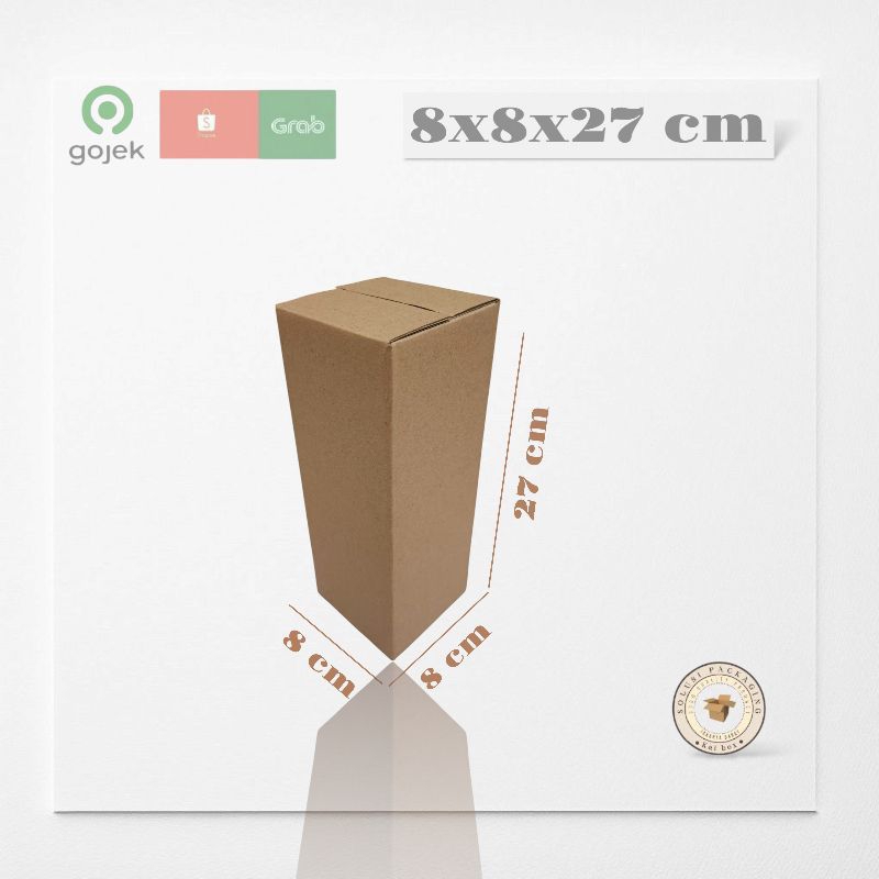 

kardus ukuran 8x8x27 cm box singel wall polos ST