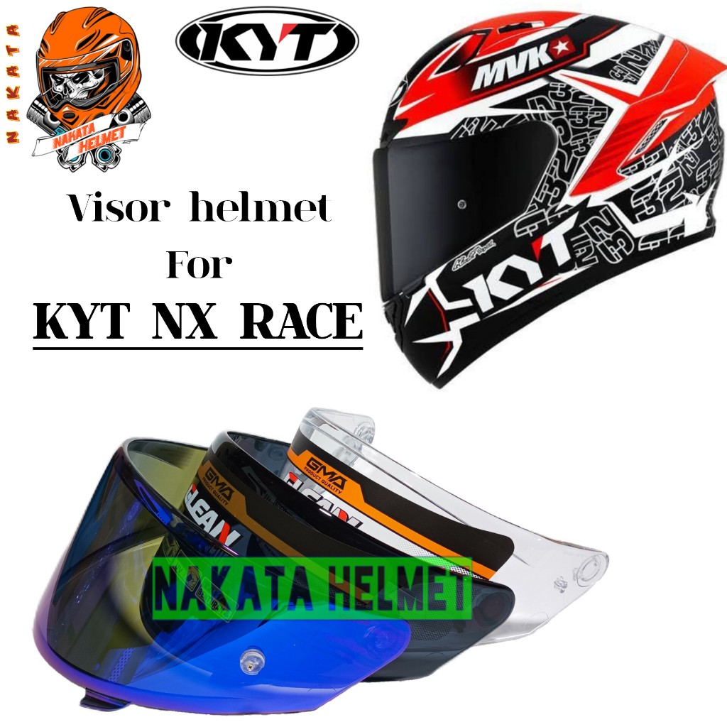 Kaca helm KYT NX RACE | flat visor helmet kyt nx race iridium red gold silver blue hitam smock