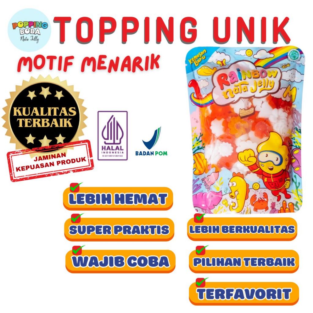 

Boba Bubble Tapiocapearl Cendol Selasih - Jelly Motif Bunga Untuk Topping Minuman Cocok untuk Semua Bubuk Minuman - Popping Boba Nata Jelly