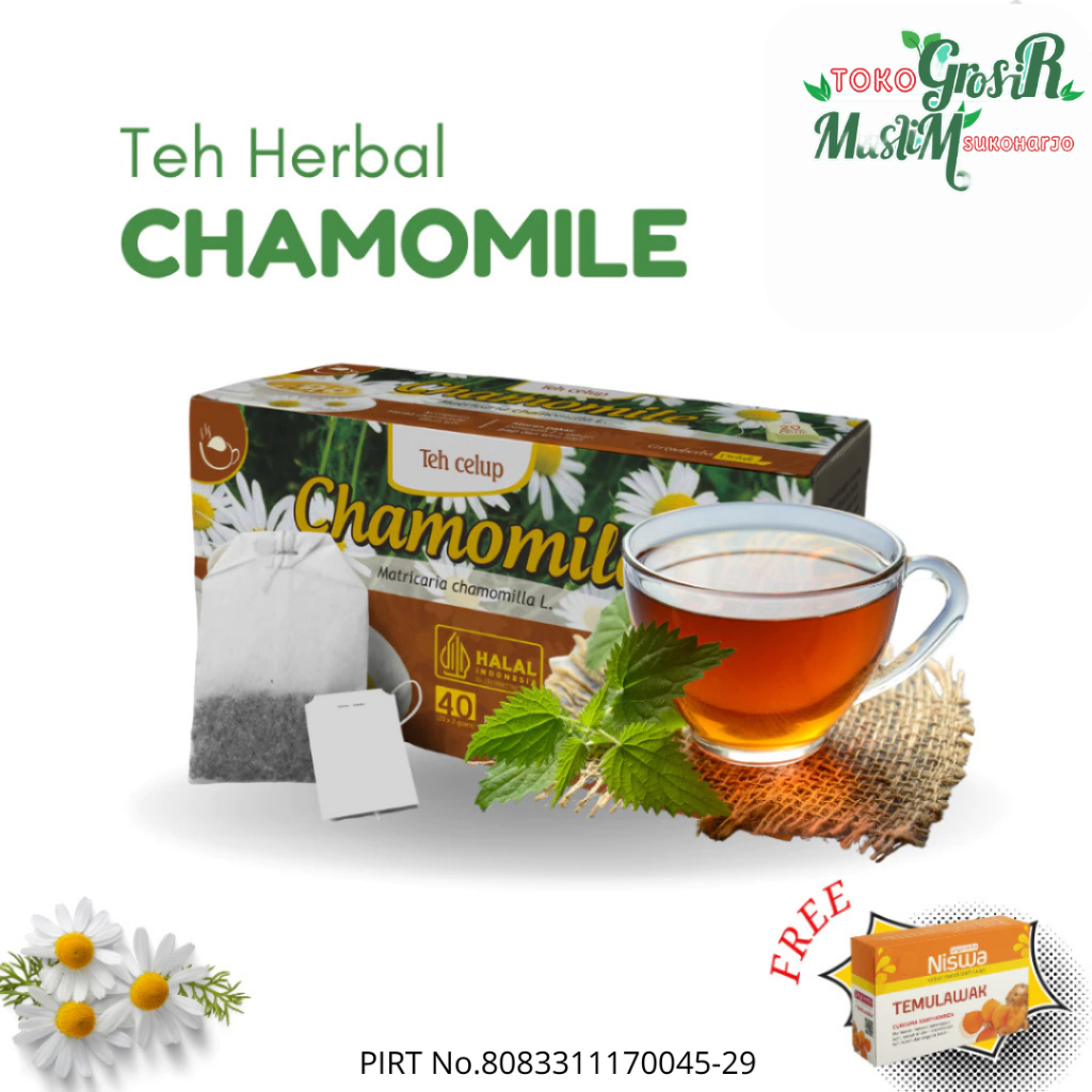 

Teh herbal Chamomile griya herba isi 20 kantong teh celup membantu meningkatkan kualitas tidur halal