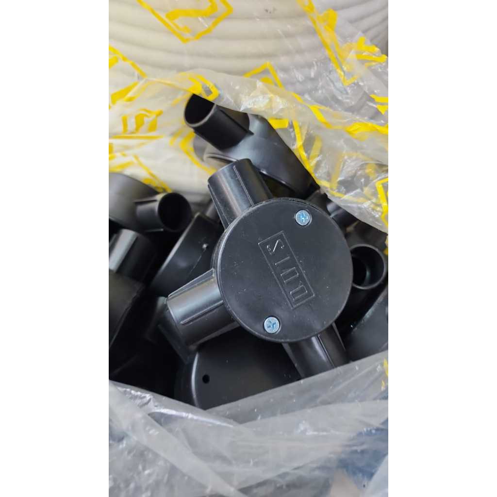 TDUS 20mm Cabang 3 HITAM (tutup pakai baut)