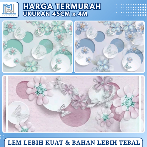 Walpaper Dinding Minimalis Wallpaper Kamar Tidur Perempuan Aesthetic Bunga Kupu Pink Biru