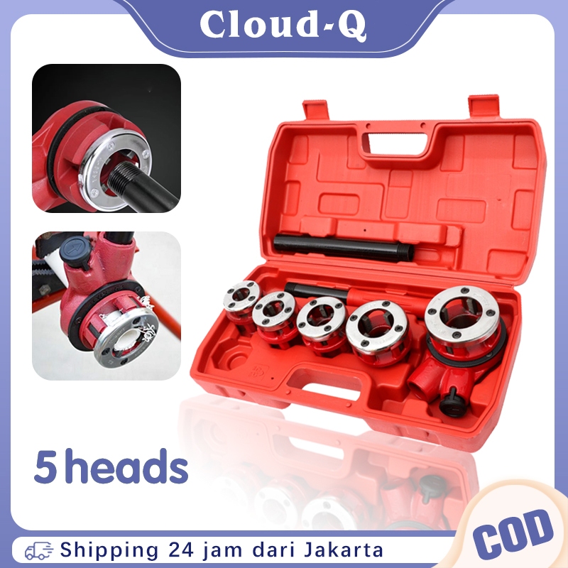 Senai Pipa Manual Model 62 Alat Drat Pipa Besi Dengan 5 Cetakan Set Alat Senai Pipa