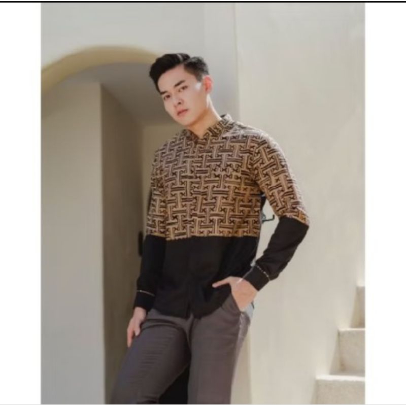 Kemeja Batik Pria NUC.ID Ali 01 (Hitam-Motif Mocca)