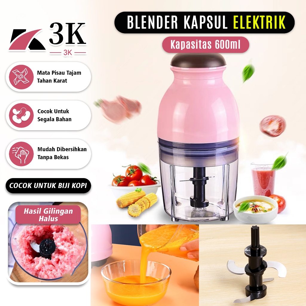 (3K Surabaya) Blender Kapsul Penggiling Daging / Sayur / Buah / Chopper Portable Capsule Mini