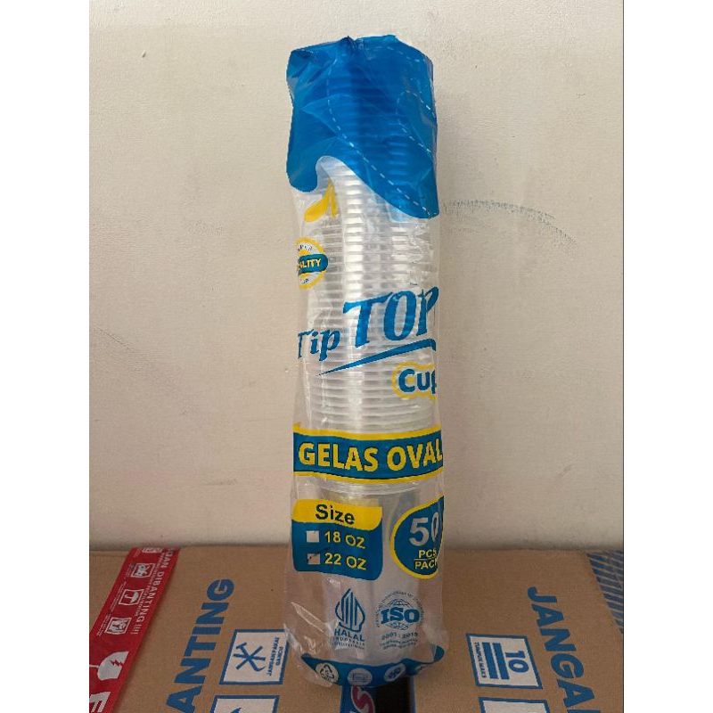 Gelas cup plastik 22oz oval tiptop
