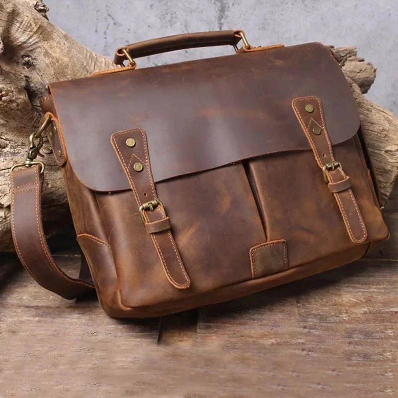 Tas selempang retro pria / tas kerja kulit asli