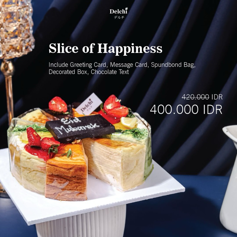 

Slice of Happiness Mille Crepes Delchi Patisserie (Eid Hampers/ Hampers Idul Fitri/ Hampers Lebaran)