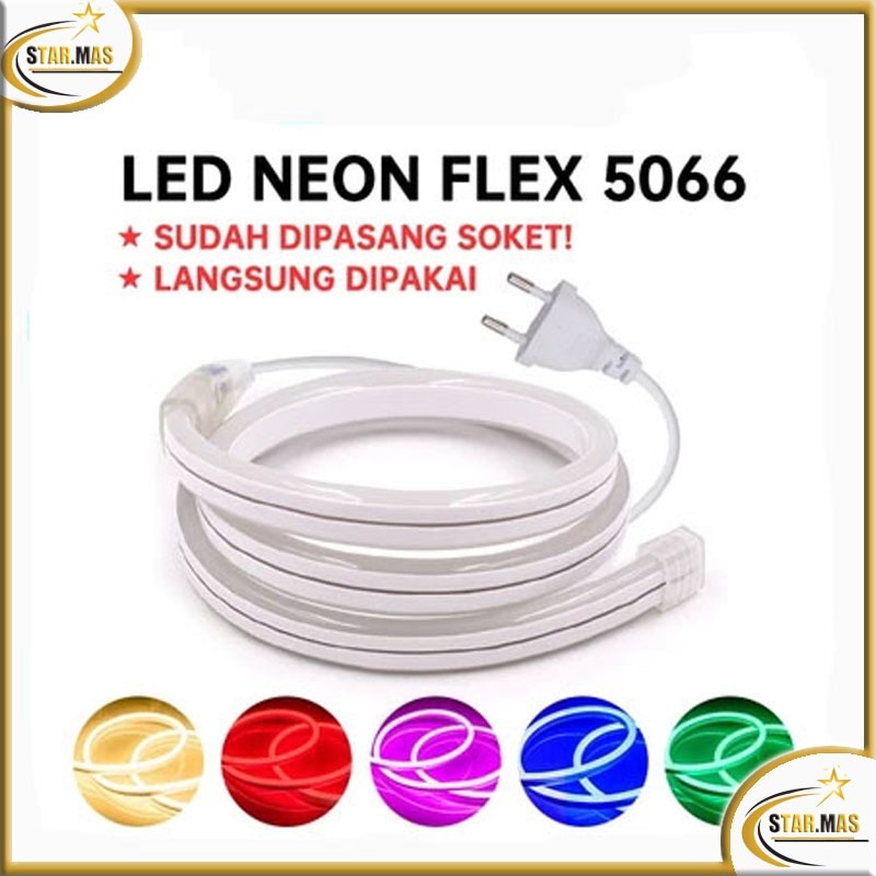 Paket Lampu Neon Flex 220v 1m 2m 3m 4m 5m Led Selang Fleksibel 220v Warna Neon Box Outdoor ip65 Huru