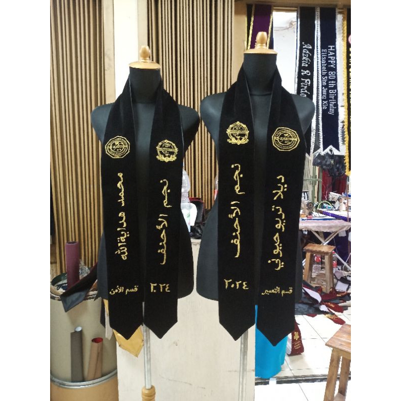 (1 HARI JADI)selempang wisuda kalung tulisan arab