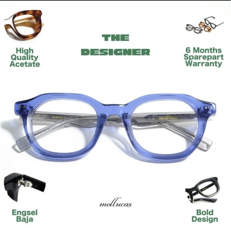 Mollucas - Mollucas The Designer - Surakarta Azure Blue - Gratis Lensa Minus/Plus/Silinder Anti Radi
