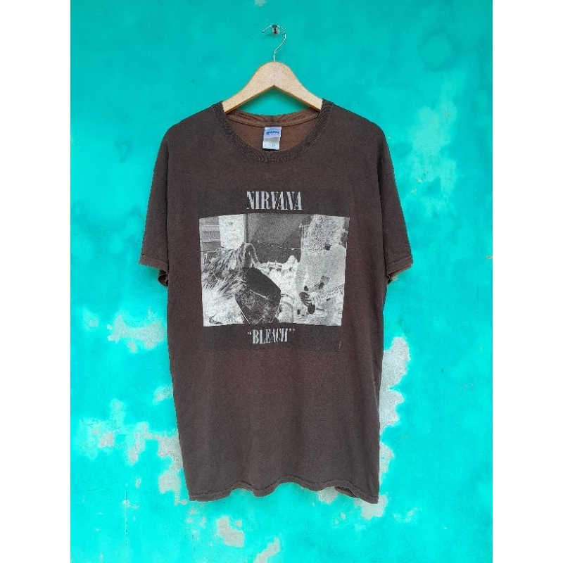 Vintage 00s NIRVANA Bleach brown t-shirt, Gildan satin tag