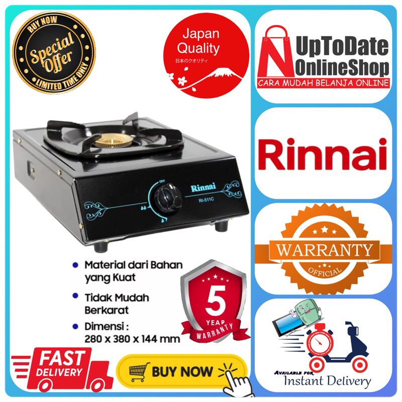 KOMPOR RINNAI RI-511C RI511C RI 511C BURNER 1 TUNGKU RINNAI KOMPOR GAS API EKONOMIS RINNAI
