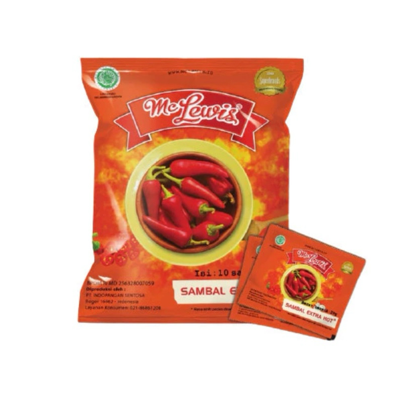 

Mc Lewis sachet sambal extra hot pack/sambal sachet extra hot 10 sachet @20gram