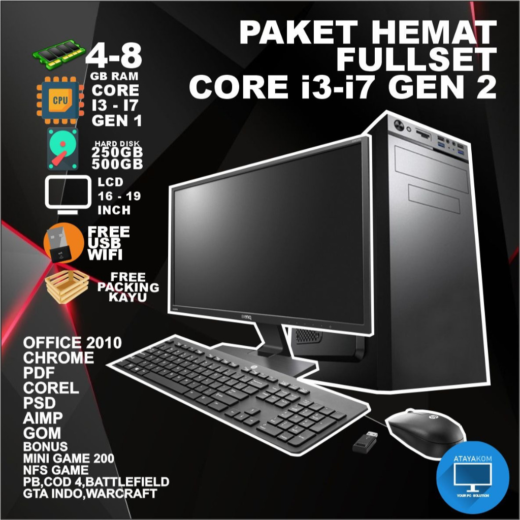 1 SET PC CORE i3 - i7 GEN 2 MURAH
