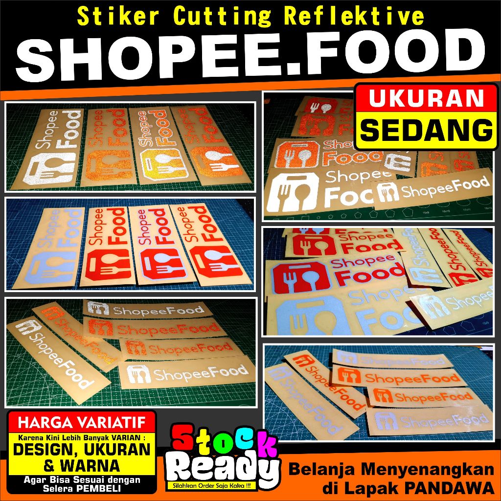 Stiker Cutting Reflektive : " SHOPEE  FOOD " Ukuran SEDANG
