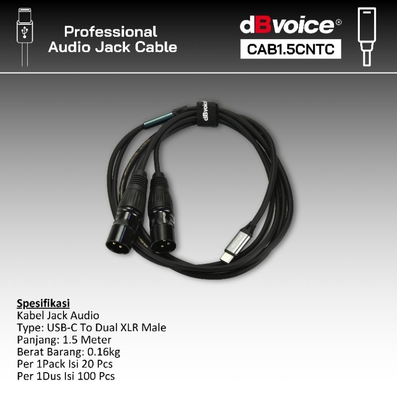 Jack HP ke Mixer dBvoice Type C To XLR Original Kabel XLR To C Stereo Jack Hp