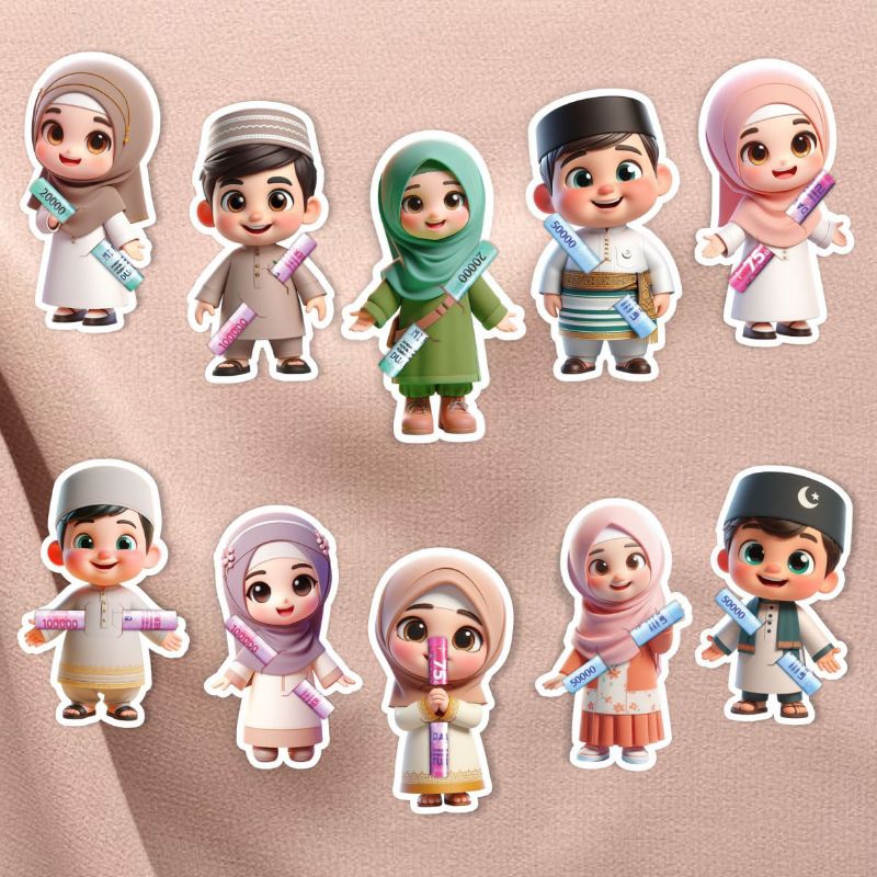 

(20pcs) Amplop lebaran gemoy karakter 3d unik kartun lucu idul fitri 2025 angpao peluk uang THR selip