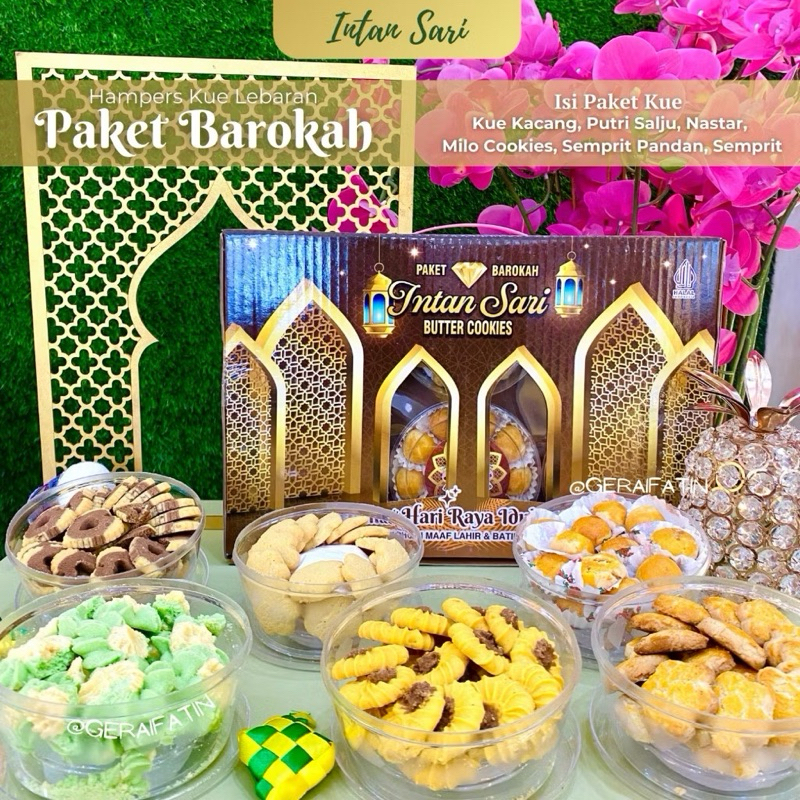 

KUE LEBARAN INTAN SARI PAKET KUE BAROKAH PREMIUM KUE KERING 6 TOPLES / PAKET KUE KERING 2025