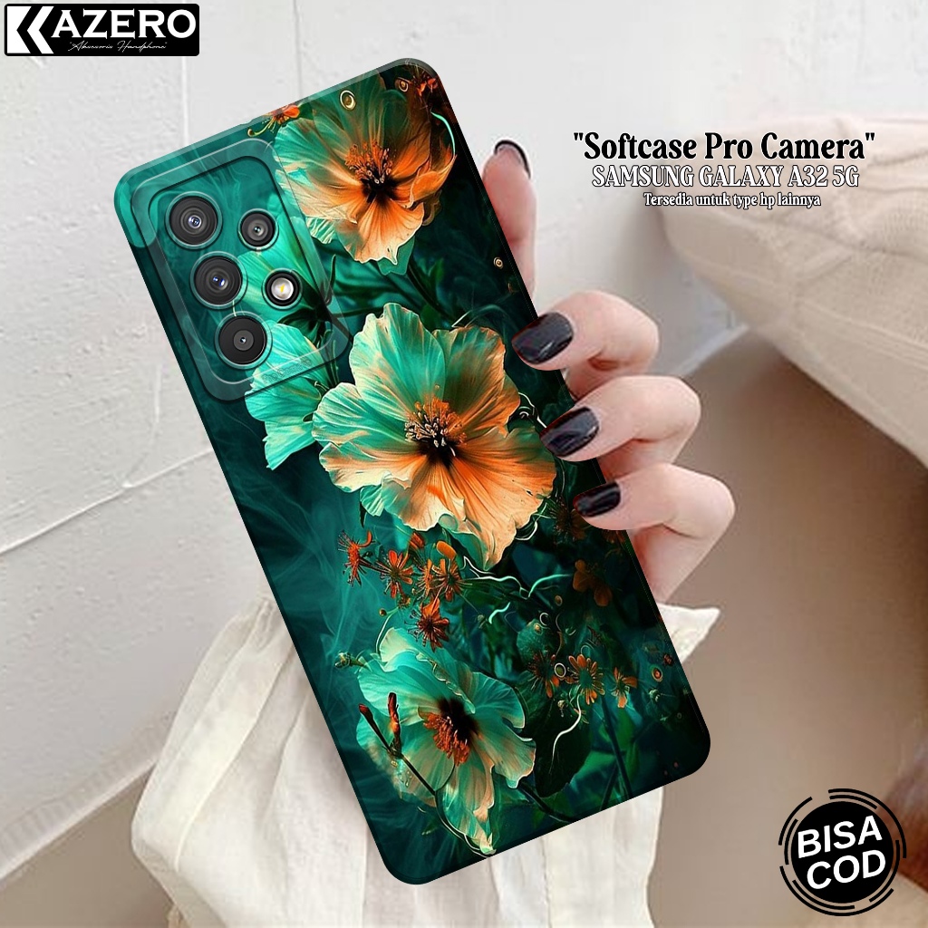KAZERO Case Samsung Galaxy A32 5G Fashion Case Bunga Softcase Samsung Galaxy A32 5G Silikon Pro Came