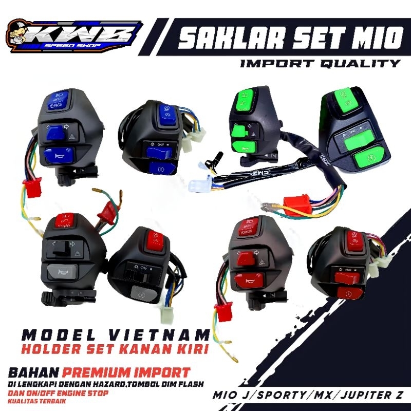 Holder saklar vietnam hazard tombol warna 1 set kanan kiri yamaha mio / soul gt / m3 / jupiter