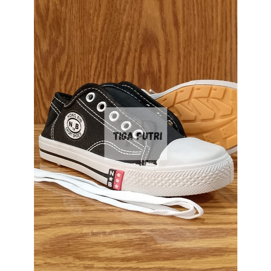 Sepatu Sekolah NB Sol Kuning Pria Wanita  Sneakers Hitam Tali TK SD SMP SMA Casual Kanvas