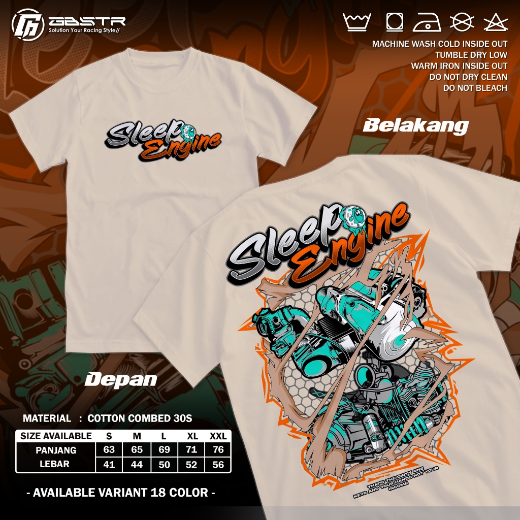 Kaos Racing Sleep Engine Baju Distro Motor Drag Balap Herex Mesin Knalpot Rangka Jupiter Z Fizr Kari