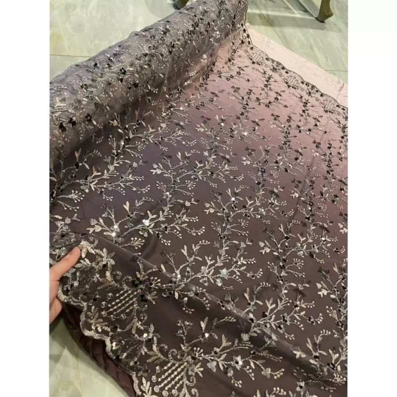 kain tile Jasmine two tone bordir antik/tile sequin mewah/tile pesta Payet bordir cantik