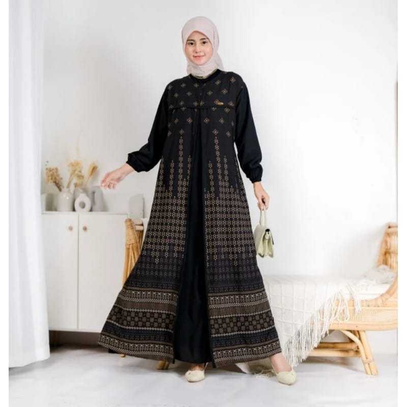 GAMIS KOMBINASI BROKAT GAMIS VELLA CRINGKLE POLOS TERBARU 2024