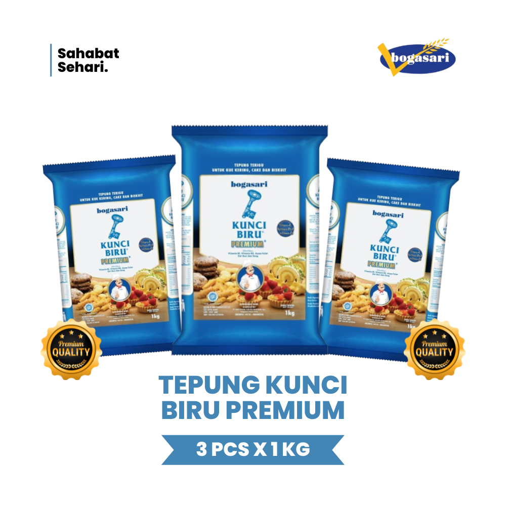 

PAKET HEMAT! Bogasari Kunci Biru Premium 3 PCS x 1KG - Free Packing Kardus dan Bubble Wrap