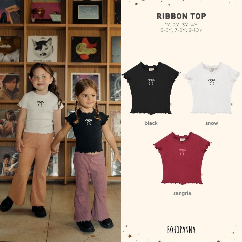 BOHOPANNA - RIBBON TOP WAJIB UPSIZE SIZE KECIL BOHOPANNA - CROP TOP ANAK - PAKAIAN ANAK - KAOS ANAK 