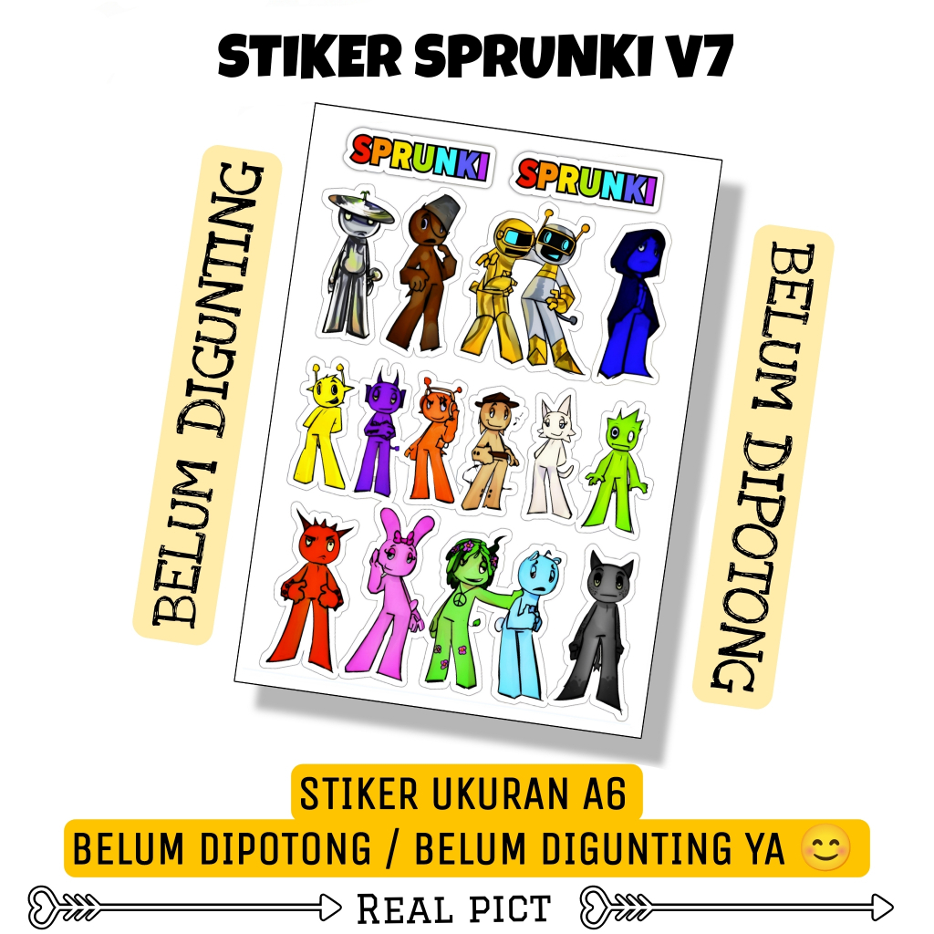 

STIKER SPRUNKI V7 / STIKER BELUM DIPOTONG BAHAN VINYL UKURAN A6 / STICKER / STIKER KARAKTER LUCU