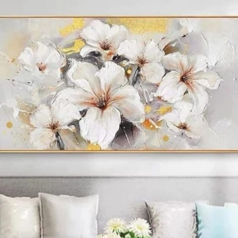 hiasan dinding lukisan bunga lily aestetik modern art