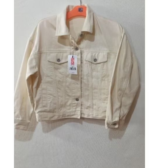 GL0BAL UN1QL0 JAKET DENIM  WANITA OVERSIZE BROKEN WHITE 150
