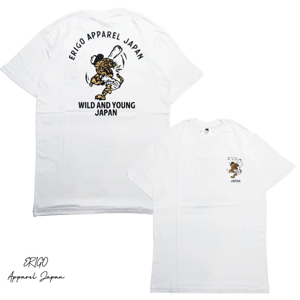 Kaos Distro ERIGO APPAREL JAPAN WILD AND YOUNG Kaos Macan Kaos Pria Terbaru Kaos Erigo Bandung T-shi