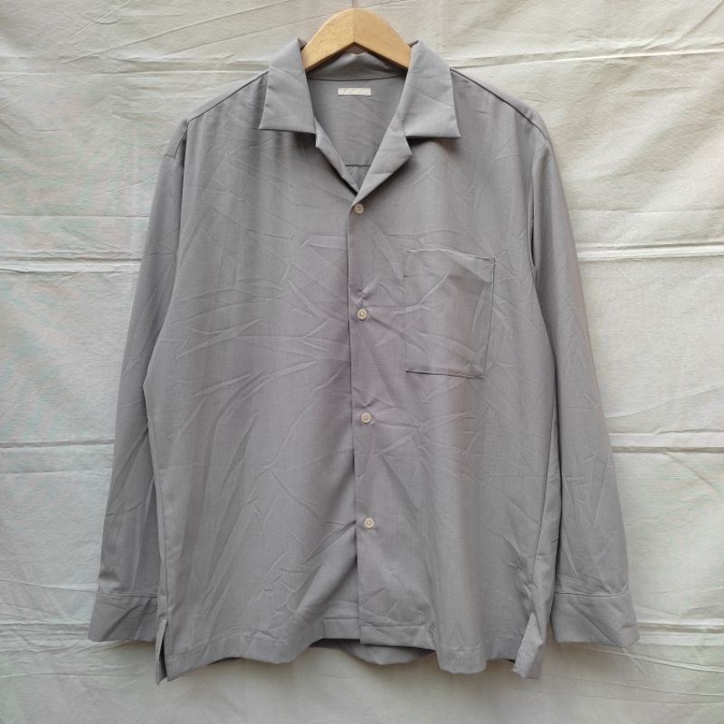 GU kemeja open collar grey