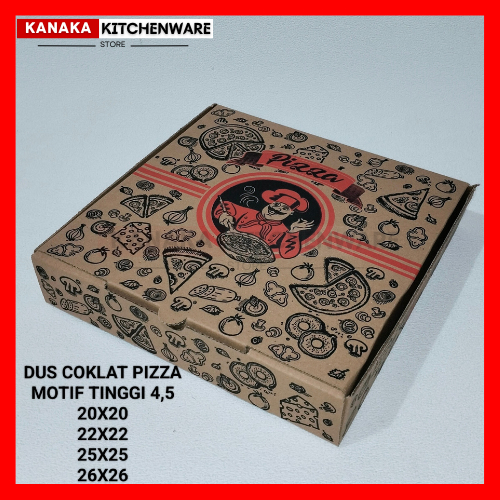 

DUS COKLAT PIZZA MOTIF / BOX PIZZA SEGI / BOX KUE COKLAT / PACKAGING KARTON TEBAL