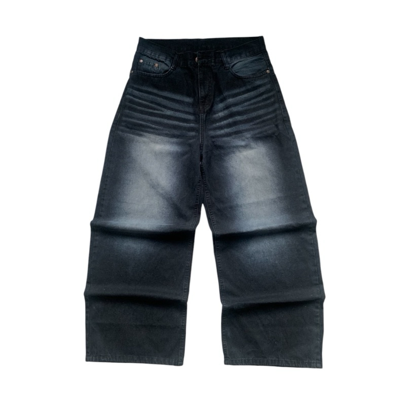 Korean Brand Black Wash Baggy Jeans